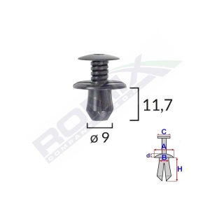 CLIPS FIXARE PENTRU VW 9X11.7MM - NEGRU SET 10 BUC - Img 4