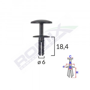 CLIPS FIXARE UNIVERSAL 6X18.4MM - NEGRU SET 25 BUC - Img 2