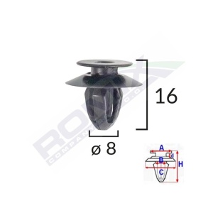 CLIPS TAPITERIE PENTRU BMW MINI 8X16MM - NEGRU SET 10 BUC - Img 4
