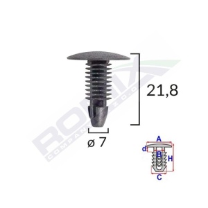 CLIPS TAPITERIE PENTRU HONDA/HYUNDAI/TOYOTA 7X21.8MM - NEGRU SET 10 BUC - Img 4