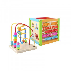 Cub activitati educative, centru multifunctional, 5 in 1, jucarie interactiva din lemn - Img 5