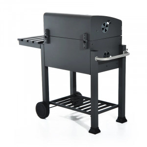 Gratar bbq pe carbune, capac rabatabil cu termometru, roti transport, 115x46x106 cm, grill 61.5x46x51 cm - Img 11