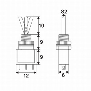 Intrerupatoare cu brat 1 circuit 3A-250V ON-OFF-ON - Img 2