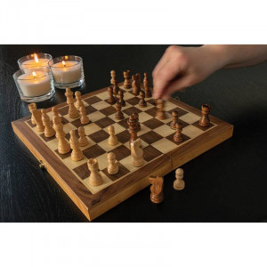 Joc de sah, 32 de piese, dimensiuni 29.5 x 29.5 x 3.5 cm, tabla din lemn - Img 4