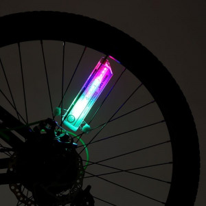 Lumina spita bicicleta 32 led-uri, 4 culori, 30 modele glow, baterii aaa - Img 4