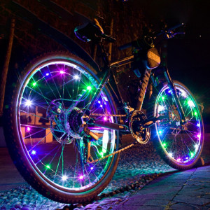 Lumini decorative pentru roata bicicleta, 20 led-uri colorate, 2 moduri iluminare, fir 2 m - Img 2