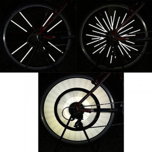 Ornamente reflectorizante pentru spite bicicleta, inaltime 7 cm, albe, set 12 bucati - Img 7