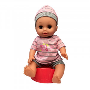 Papusa interactiva 35 cm, bea apa, face pipi, 12 sunete, 14 accesorii, leagan, scaun de masa, cadita baie - Img 8