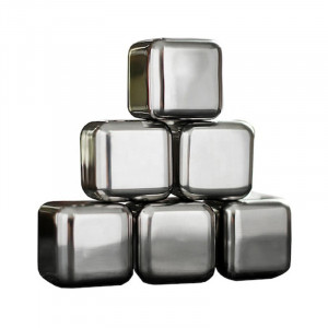 Set 6 cuburi de gheata din inox, cleste, cutie depozitare, diametru 26 cm - Img 4