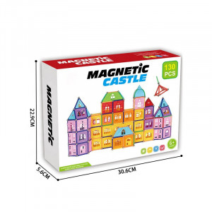 Set constructii magnetic, 130 piese, constructie 3d castel, masinuta, varsta 6+, procart - Img 11