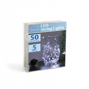 Sir de lumini LED de Craciun - 5 m -50 LED - Alb rece 3xAA - Img 3
