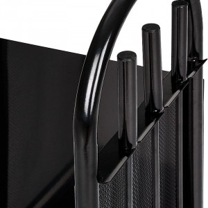 Suport depozitare lemne, 3 accesorii metalice, roti transport, 83x35x30 cm - Img 7
