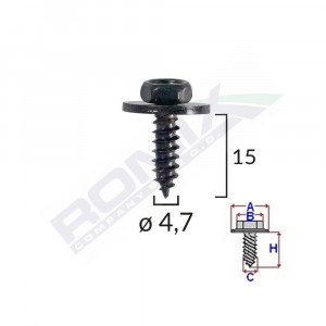 SURUB UNIVERSAL FIXARE NEGRU 4.7X15MM SET 10 BUC - Img 2