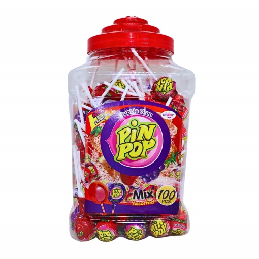 Acadele cu guma asortate Pin Pon 15 g, 100 buc