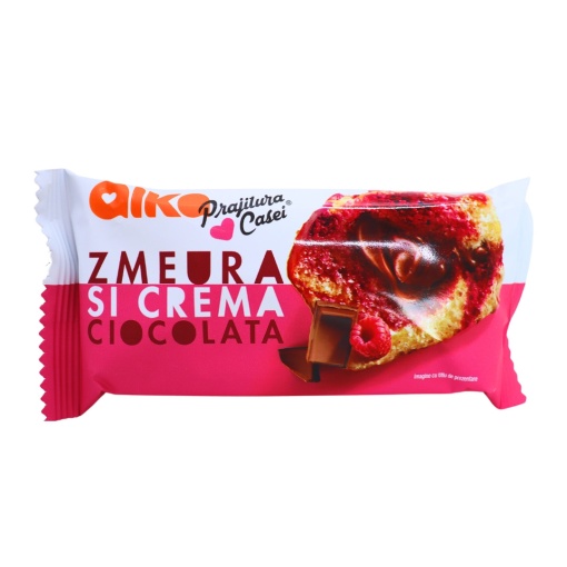 Prajitura Casei cu zmeura, vanilie si crema de ciocolata Alka 55 g, 14 buc