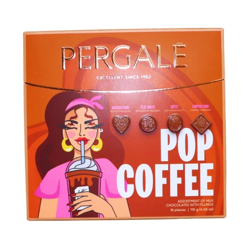 Bomboane de ciocolata cu lapte asortate Pop Coffee Pergale 115 g
