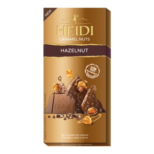 Ciocolata Heidi cu lapte si bucati de anlune caramelizate, 80 g