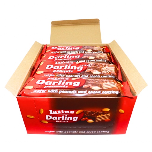 Napolitane glazura de cacao si alune Latino Darling 43 g, 24 buc