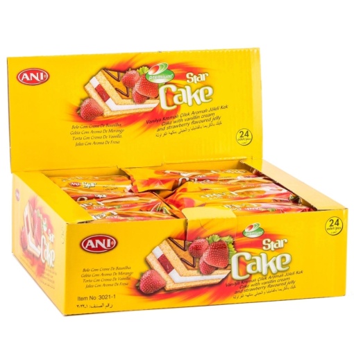 Prajitura cu capsuni Star Cake 25 g, 24 buc