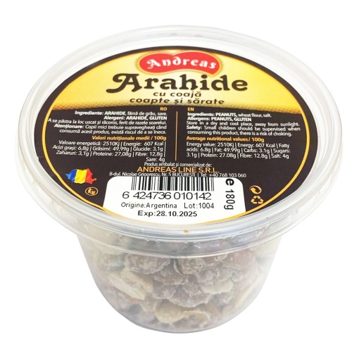 Arahide la pahar cu coaja, coapte si sarate Andreas 180 g