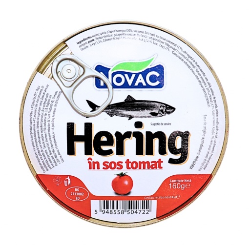 Conserva rotunda de peste hering in sos tomat Novac 160 g