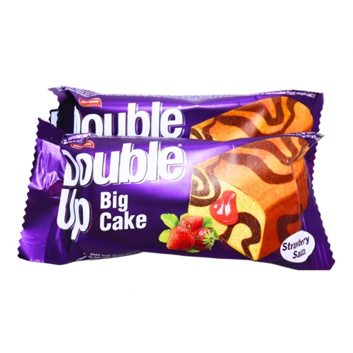 Prajitura mozaic cu crema capsuni Double Up 55 g, 24 buc
