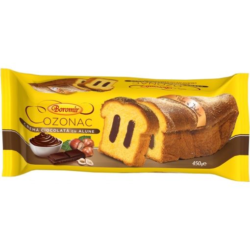 Cozonac cu ciocolata si alune Boromir 450 g