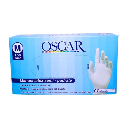 Manusi latex semi pudrate marime M Oscar, 100 buc