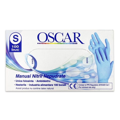 Manusi nitril nepudrate Oscar, marimea S, 100 buc