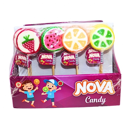 Acadele mari cu arome de fructe Nova Candy 25 g, 48 buc