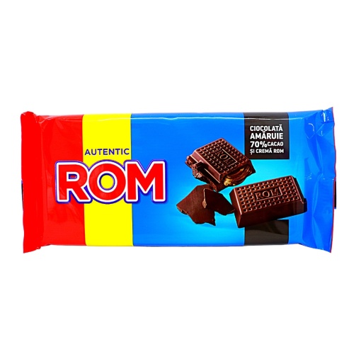 Ciocolata Rom amaruie 70% cacao si crema de rom 88 g