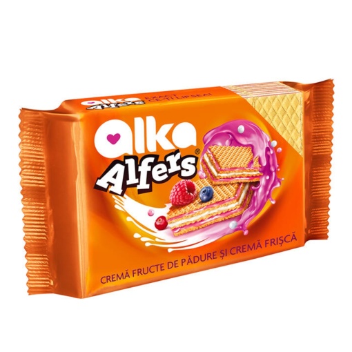 Napolitane cu crema de fructe de padure si frisca Alka Alfers, 170 g