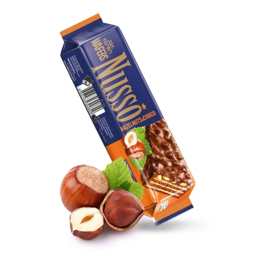 Napolitane glazurate cu crema de lapte si alune Nusso 35 g, 24 buc