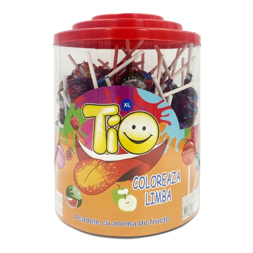 Acadele Tio cu aroma de fructe care coloreaza limba, 15 g, 100 buc