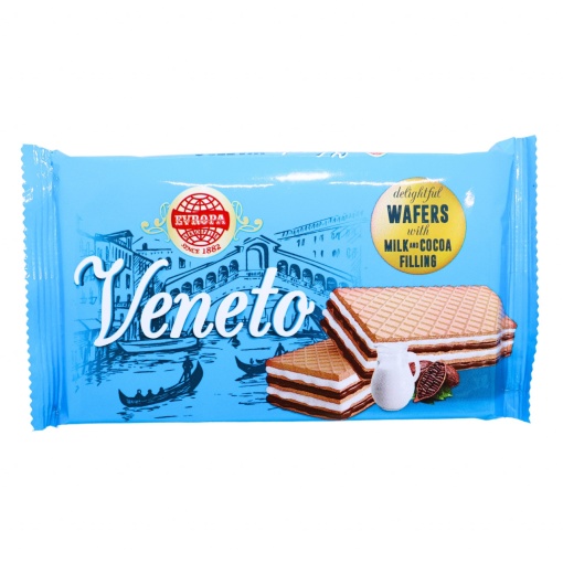 Napolitane crema lapte cacao Veneto 65 g, 24 buc