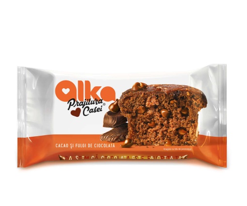 Prajitura casei cu cacao si fulgi de ciocolata Alka 300 g