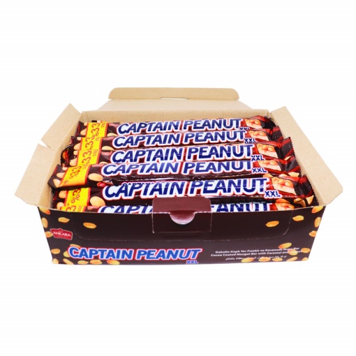 Baton cu nuga, caramel si arahide Captain Peanut 50 g, 24 buc