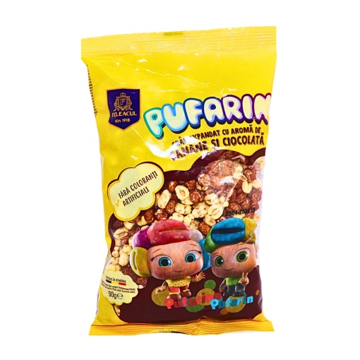 Pufarine din grau expandat cu banane si ciocolata Feleacul 90 g