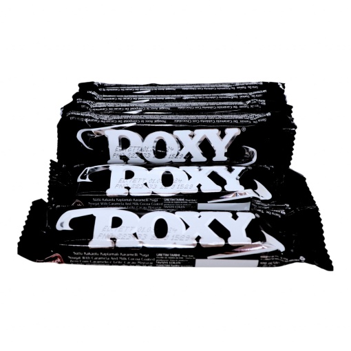 Batoane nuga, caramel, lapte si glazura cacao Roxy 22 g, 24 buc