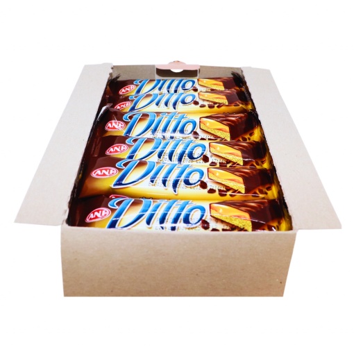 Baton glazurat din biscuiti si crema de lapte si caramel Ditto 22 g, 24 buc