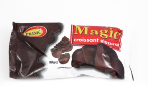 Croissant cu cacao glazurat Magic 90 g, 30 buc