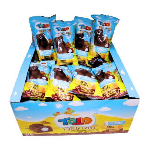 Prajitura ursulet ciocolata si crema lapte si miere Toto 40 g, 24 buc