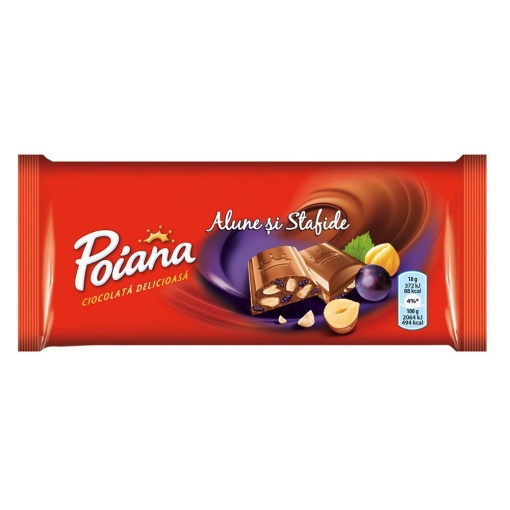 Ciocolata cu alune si stafide Poiana 90 g