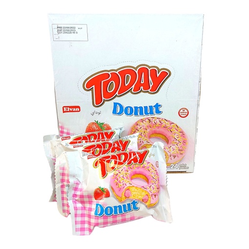 Prajitura capsuni Today Donut 45 g, 24 buc