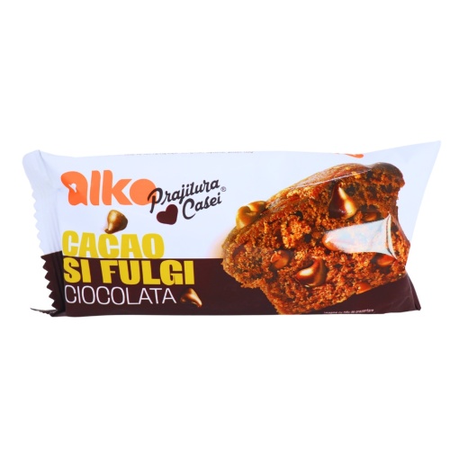 Prajitura Casei cu fulgi de ciocolata si cacao Alka 60 g, 12 buc