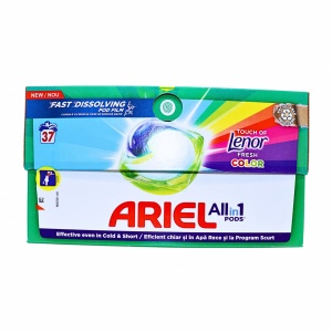 Detergent cu balsam Ariel Lenor gel rufe colorate 37 capsule - Img 1