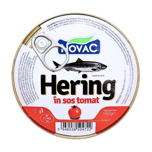 Conserva rotunda de peste hering in sos tomat Novac 160 g