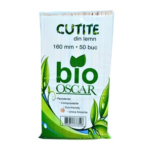 Cutite de lemn bio Oscar 16 cm, 50 buc - Img 1