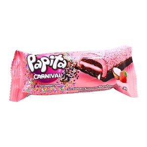 Prajituri capsuni, cocos si marshmallow Papita Carnival 36 g, 12 buc - Img 1