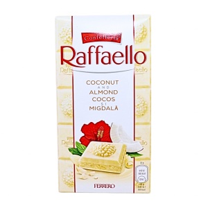 Ciocolata alba cu migdale si cocos tableta Raffaello 90 g - Img 2